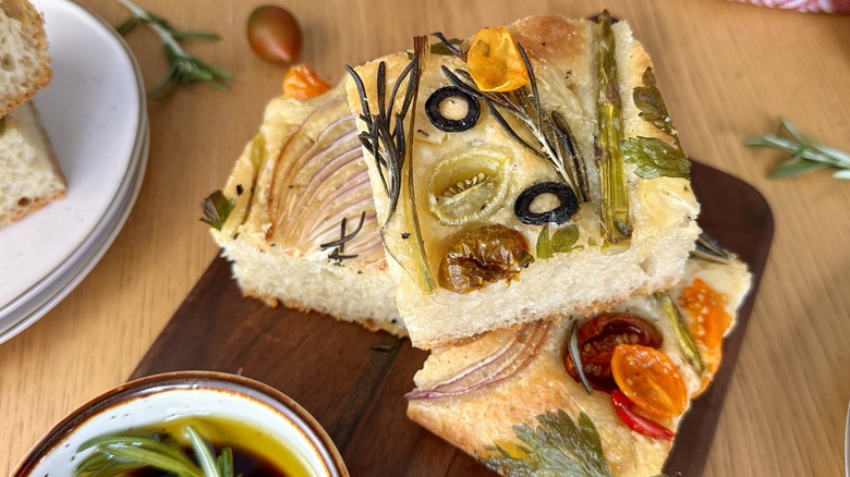 Vegetable focaccia squares