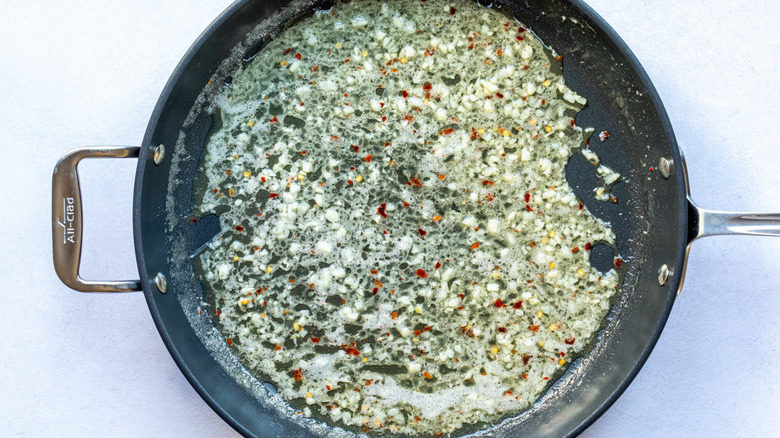 garlic and butter in pan