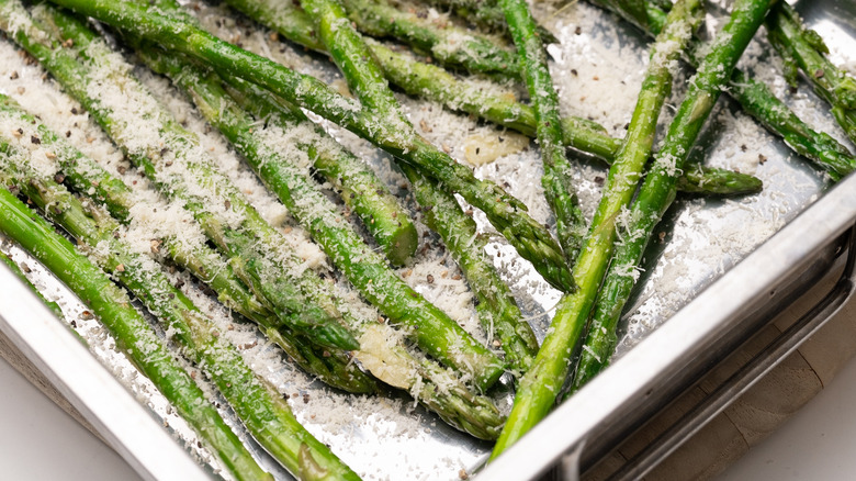 Asparagus sprinkled with Parmesan