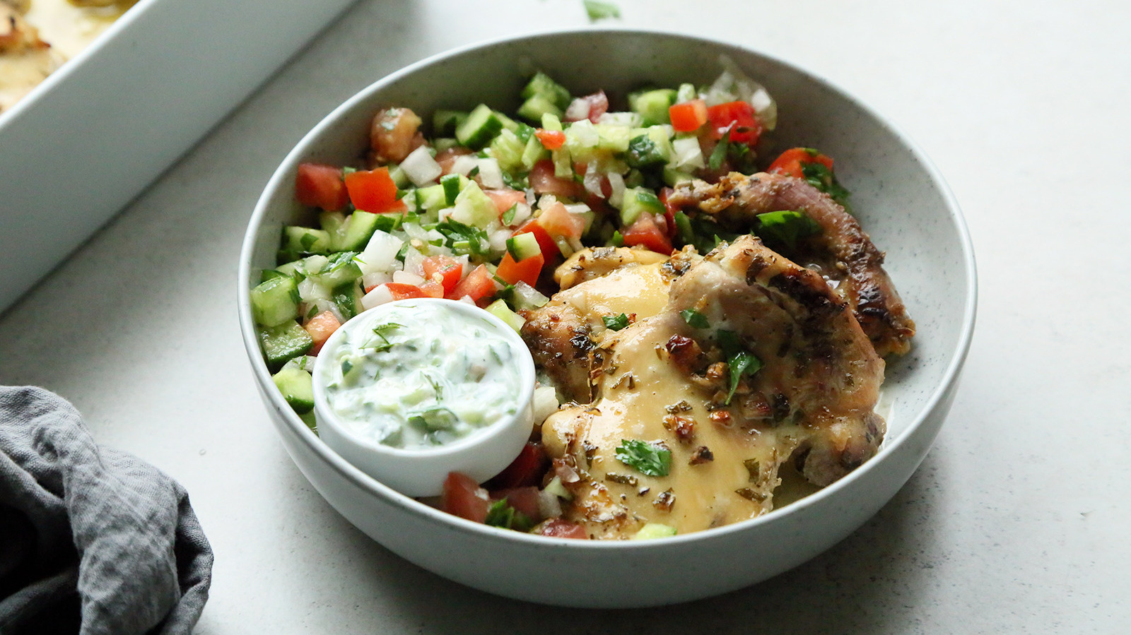Garlicky Greek Baked Chicken And Tzatziki Recipe
