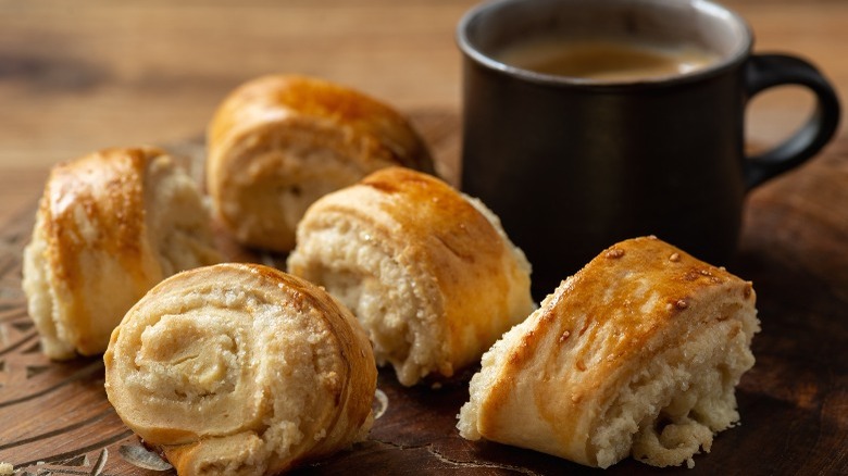 Armenian gata with cup of coffee