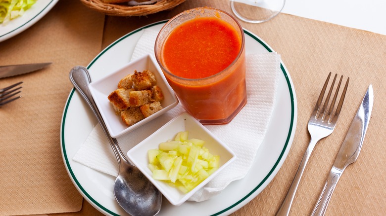 Gazpacho served with croutons