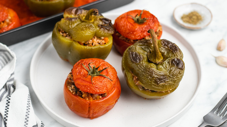 stuffed peppers on plate