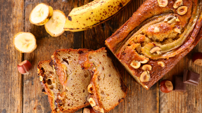 Banana bread on a board