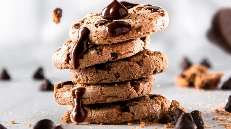 A stack of chocolate chip cookies