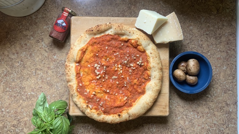 Pizza with ingredients