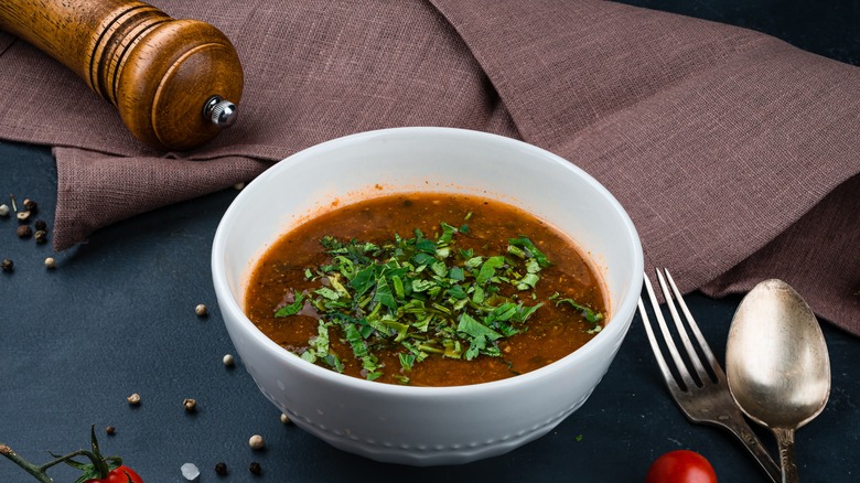 garnished bowl of soup