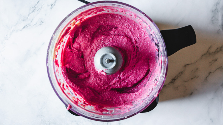 smooth beet hummus in food processor