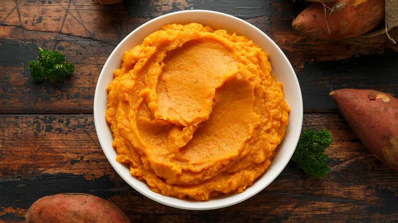 Bowl of mashed sweet potatoes