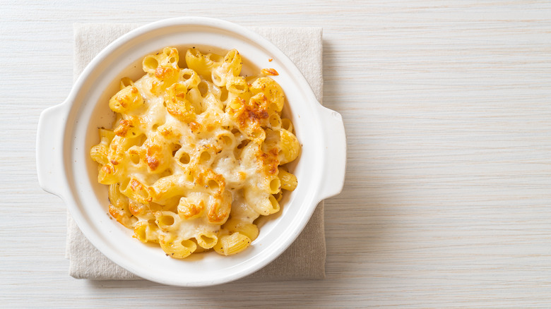 cheesy pasta served in bowl