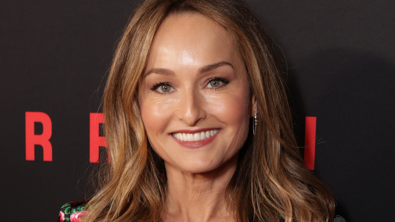 giada de laurentiis smiles in printed blazer