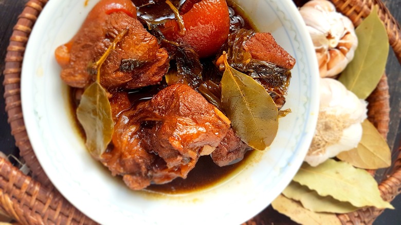 Stew with bay leaves