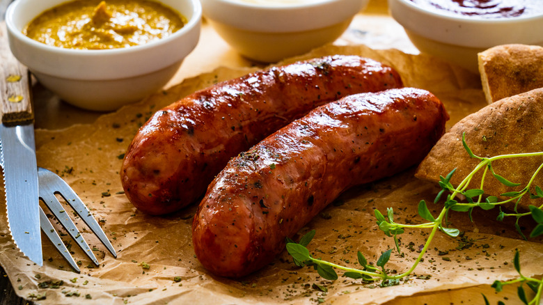 sausages and dips