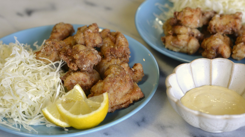 ginger karaage chicken on plate