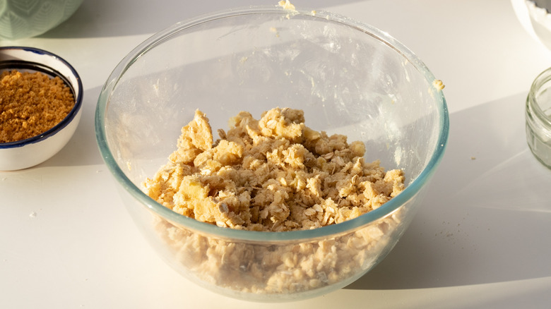 crisp topping mixture in bowl