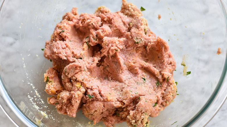 turkey \meatball mixture in bowl