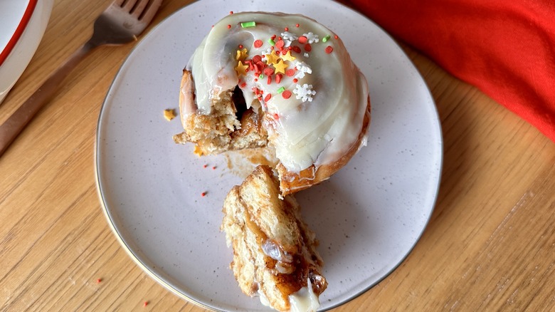 gingerbread cinnamon bun on plate