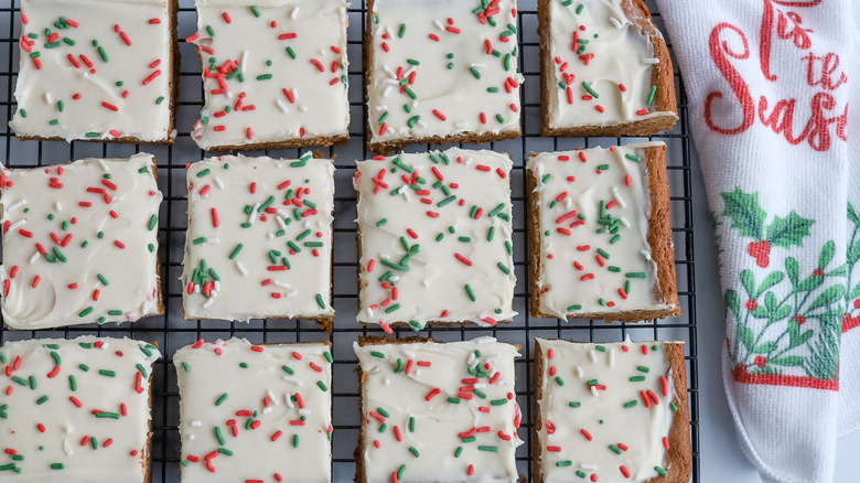 sliced cookie bars on rack