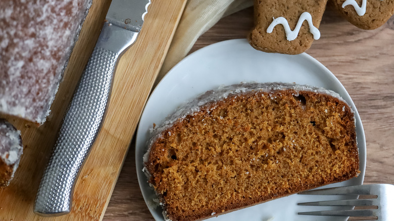 Gingerbread cake slice on a plate