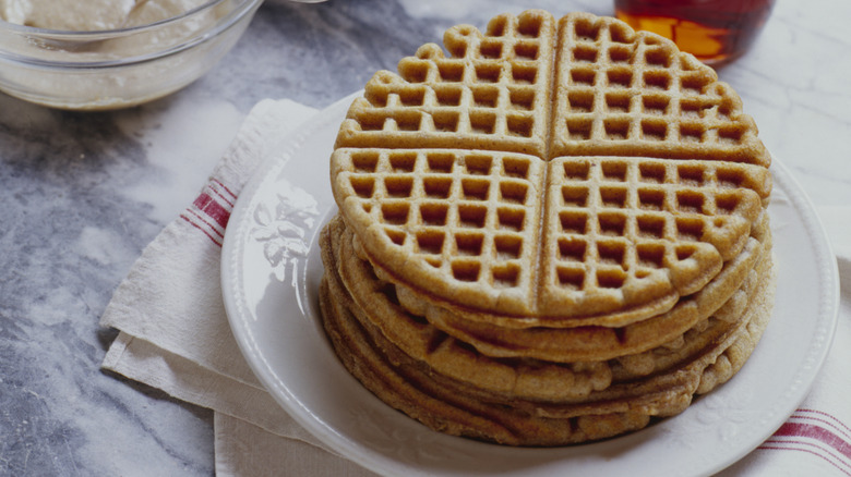 A stack of Belgian waffles