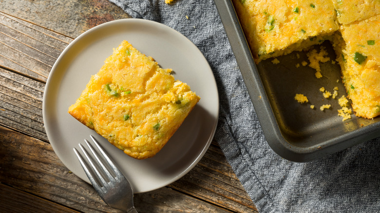 Cornbread being served