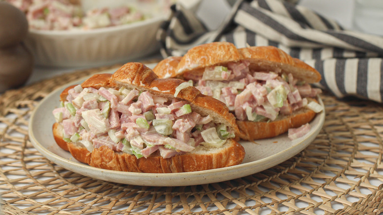 Ham salad on croissants 