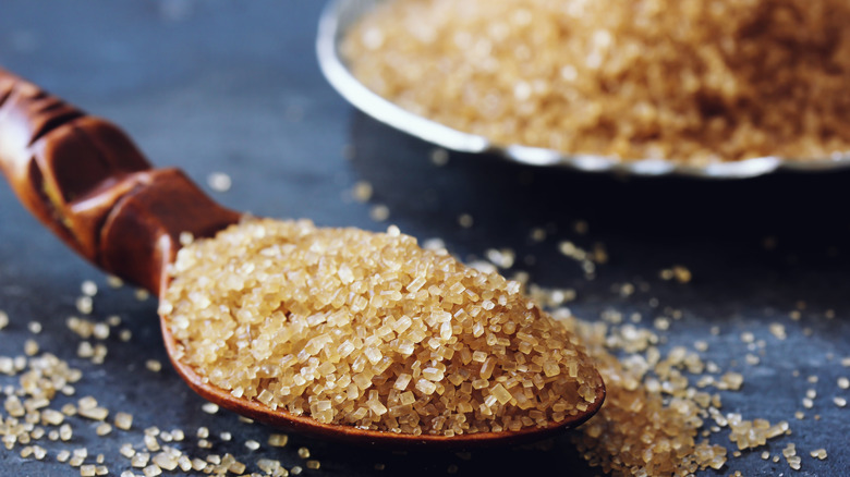 spoonful of brown sugar granules