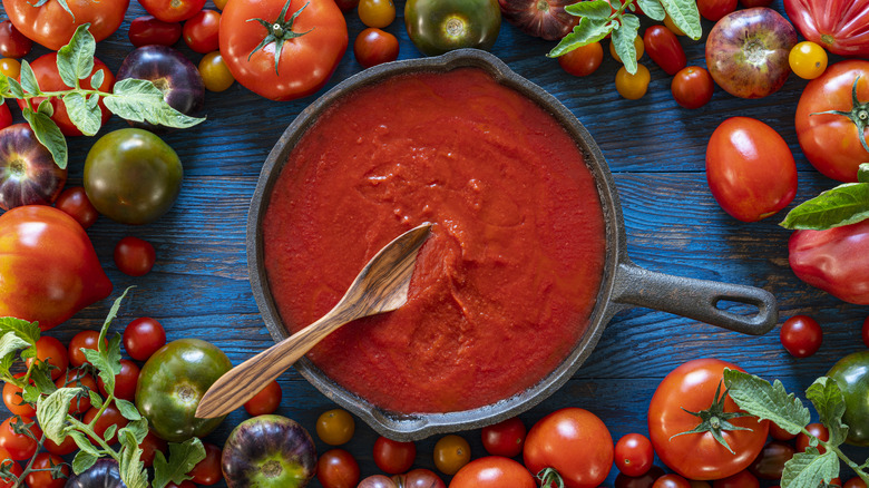 arrabbiata sauce in a pot