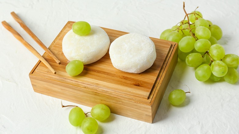 mochi served with grapes