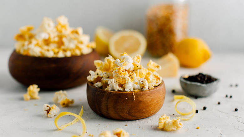 Bowls of lemony popcorn