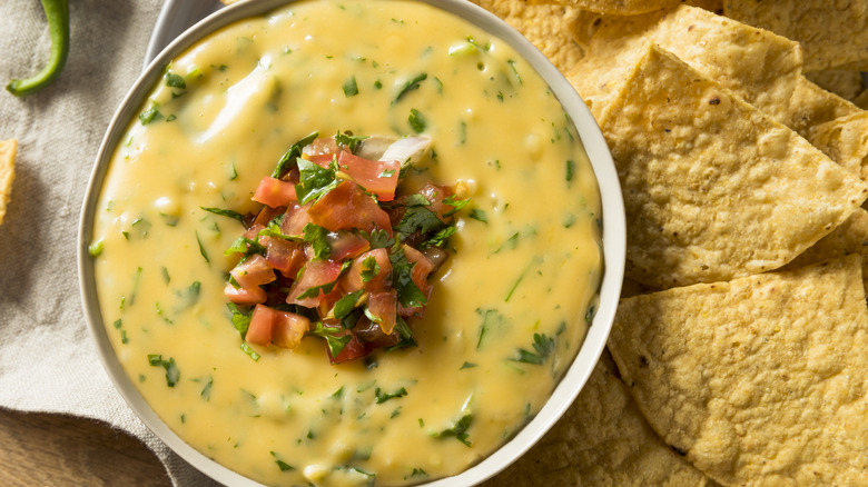 queso dip with chips