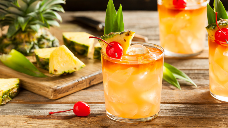 tropical cocktails with pineapple 