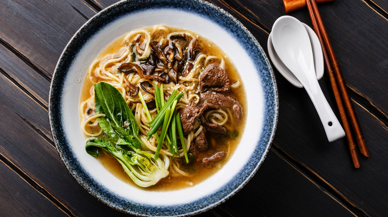 Ramen and beef strips