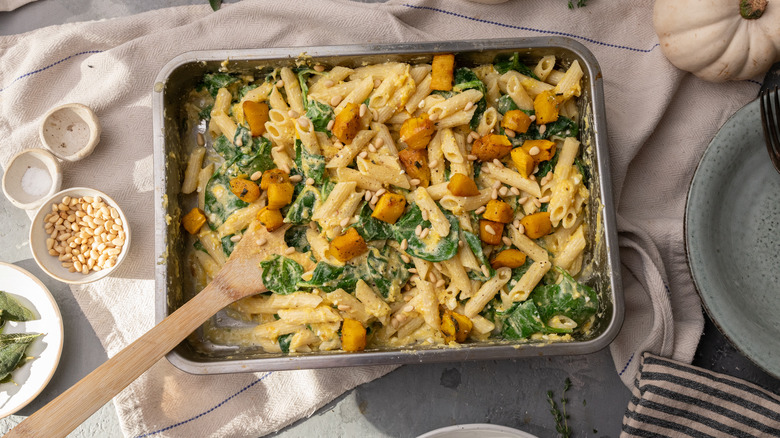 roasted pumpkin and feta pasta