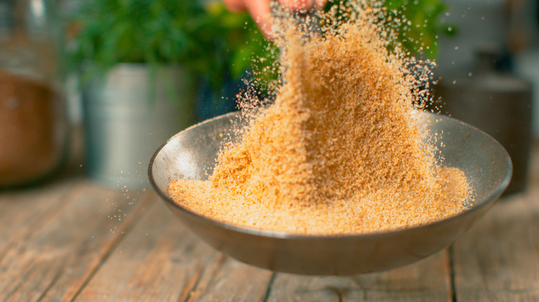 toasted breadcrumbs in pan