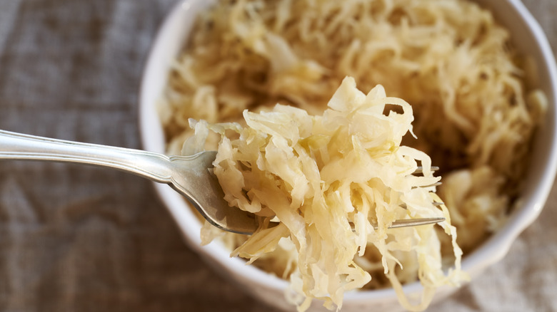 sauerkraut on fork