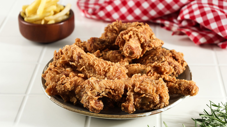 A plate of crispy fried chicken