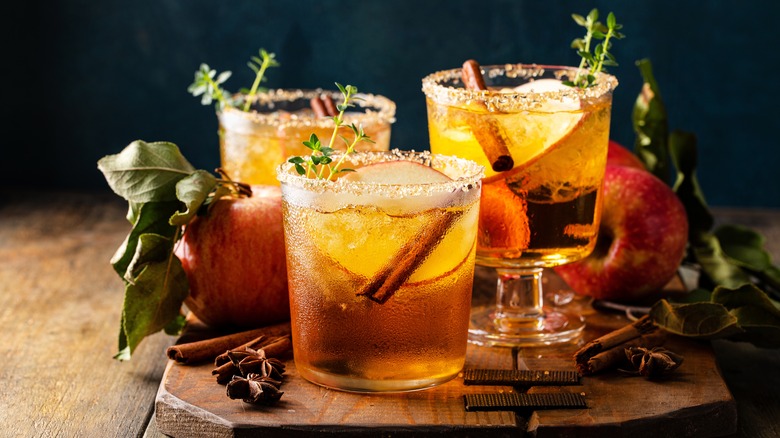 Apple cider margaritas with apples and spices