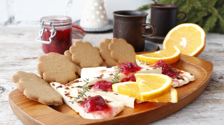 cheese and cookies on board