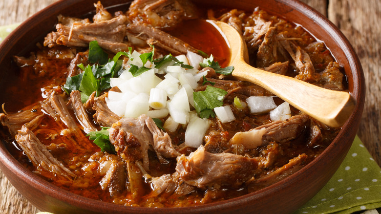 A bowl of birria beef