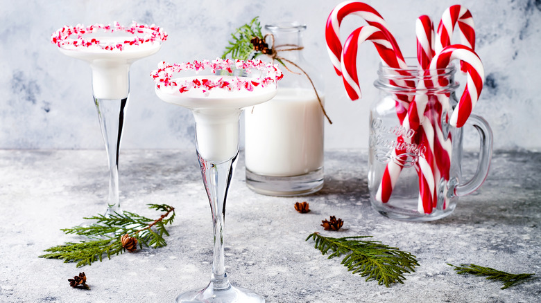 white Russian garnished with peppermint