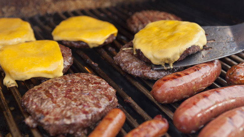 Burgers with hot dogs