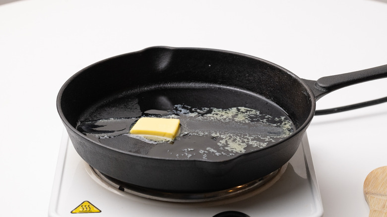 butter melting in a pan