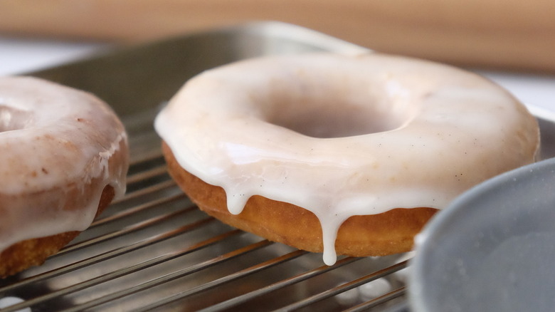 glazed doughnuts on wire rack