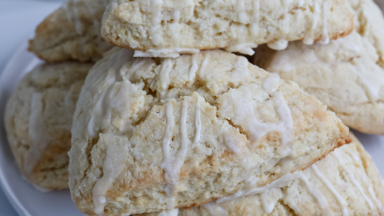 glazed eggnog scones closeup