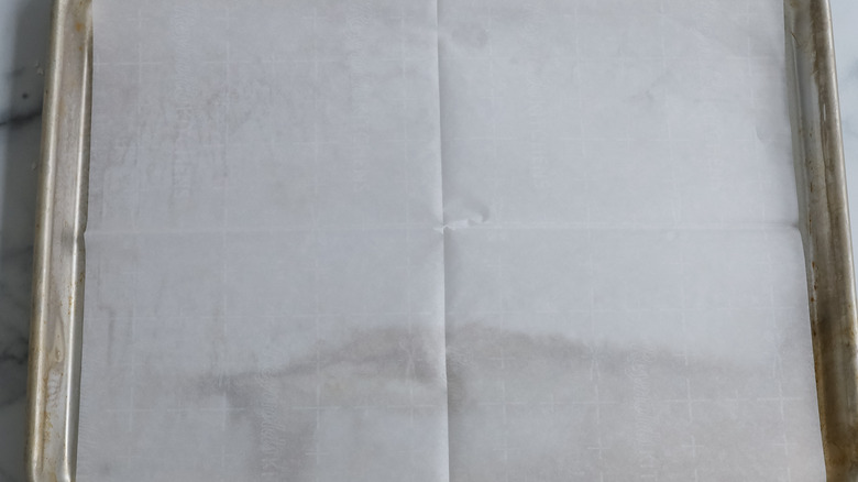 paper lined baking sheet