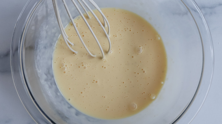 whisking wet batter ingredients