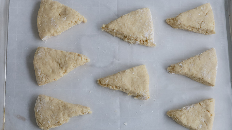 scones on baking sheet