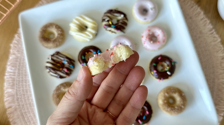 Mini donut with a bite taken out