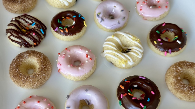 Assorted mini donuts on platter